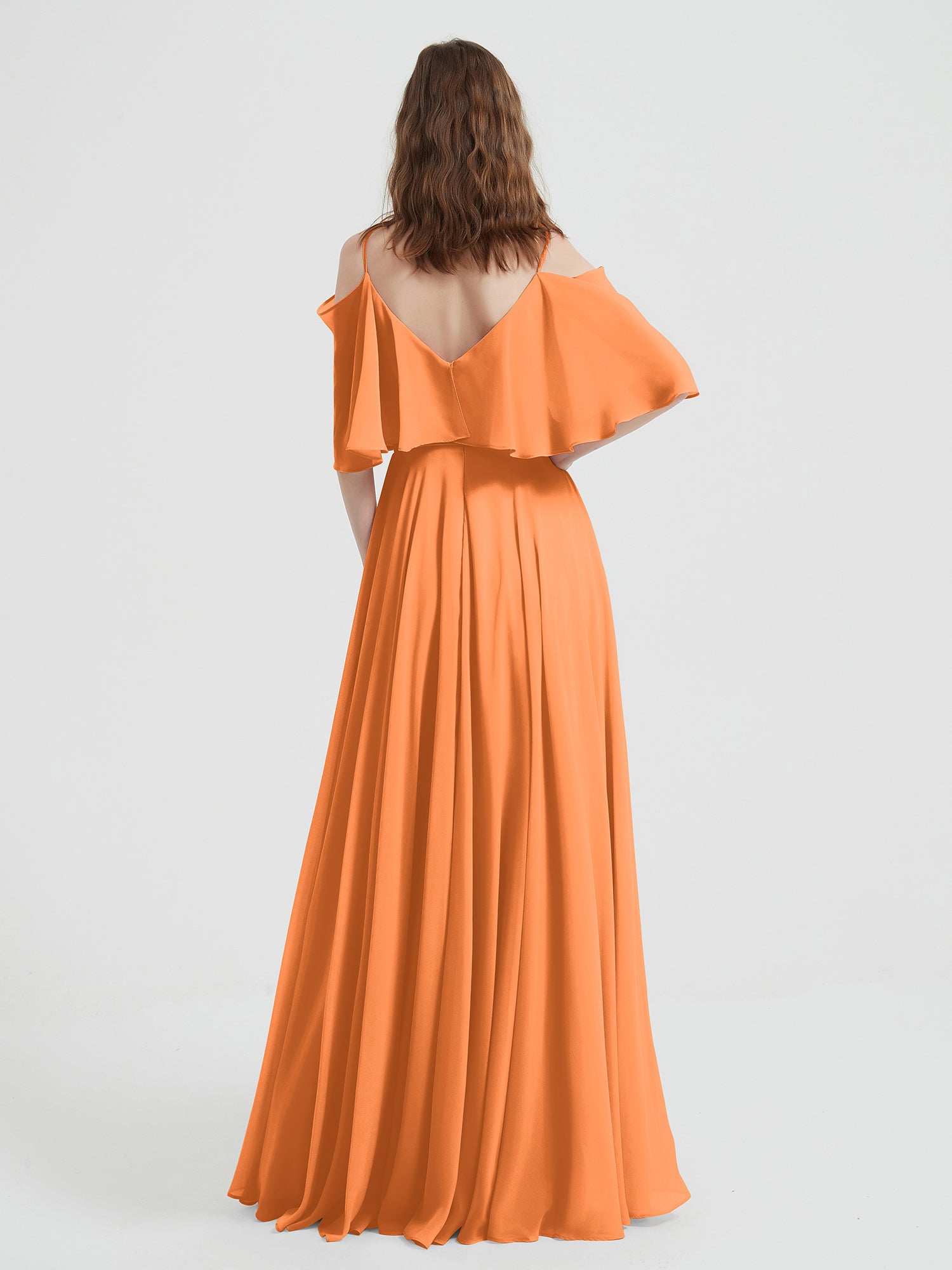 Spaghetti Strap Dresses with Flutter Sleeves Orange